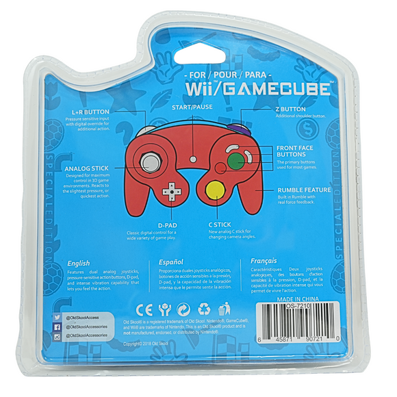 Old Skool GameCube Controller (Red) - Gamecube