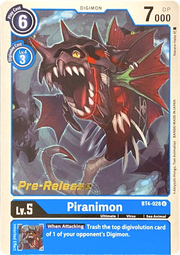 Piranimon [BT4-028] [Promociones previas al lanzamiento de Great Legend] 