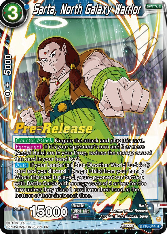 Sarta, guerrera de la galaxia del norte (BT18-044) [Promociones de prelanzamiento de Dawn of the Z-Legends] 
