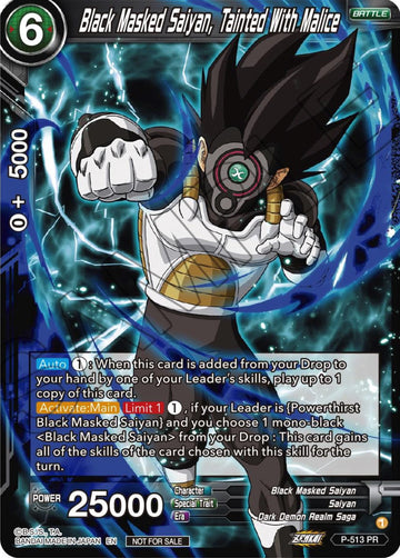 Saiyan enmascarado negro, contaminado con malicia (Paquete de torneo de la serie Zenkai vol. 4) (P-513) [Tarjetas de promoción de torneo] 