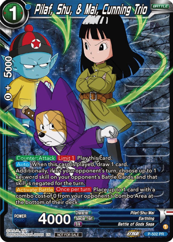 Pilaf, Shu y Mai, trío astuto (ganador del paquete de torneo de la serie Zenkai vol. 4) (P-502) [Tarjetas de promoción de torneo] 