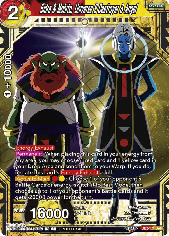 Sidra y Mohito, Destructor y Ángel del Universo 9 (Paquete de selección de campeonato 2023 vol. 2) (Lámina plateada) (DB2-171) [Tarjetas de promoción de torneos] 