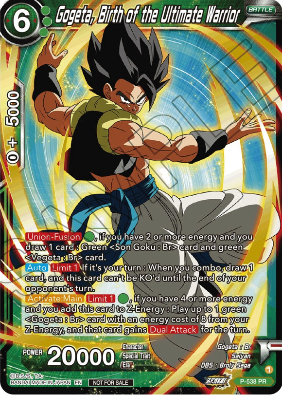 Gogeta, el nacimiento del guerrero definitivo (paquete de selección de campeonato 2023 vol. 2) (lámina plateada con sello dorado) (P-538) [Tarjetas de promoción de torneos] 
