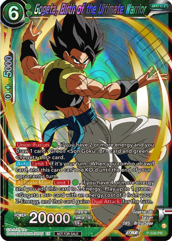 Gogeta, el nacimiento del guerrero definitivo (paquete de selección de campeonato 2023 vol. 2) (Shatterfoil con sello dorado) (P-538) [Tarjetas de promoción de torneos] 