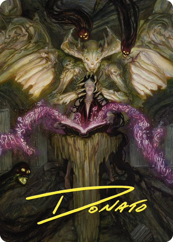 Tarjeta de arte de tutor demoníaco (firma estampada en oro) [Serie de arte de Commander Masters] 
