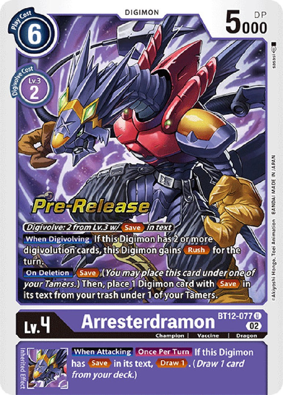 Arresterdramon [BT12-077] [Tarjetas de prelanzamiento de Across Time] 