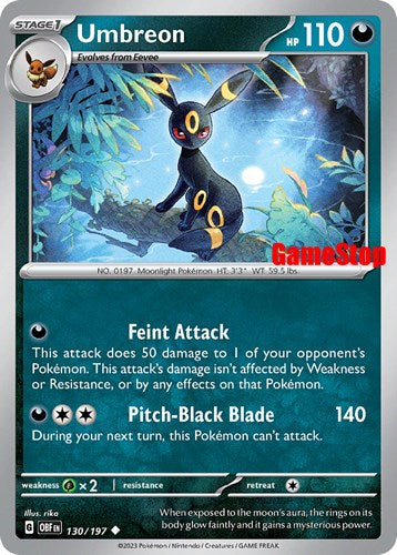 Umbreon (130/197) (Exclusivo de GameStop) [Scarlet &amp; Violet: Llamas de obsidiana] 