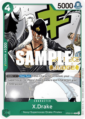 X. Drake (Judge Pack Vol. 2) [Tarjetas promocionales de One Piece] 