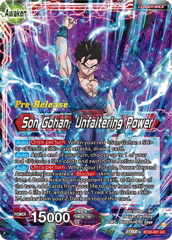 Son Gohan // Son Gohan, poder inquebrantable (BT22-001) [Promociones de prelanzamiento de Critical Blow] 