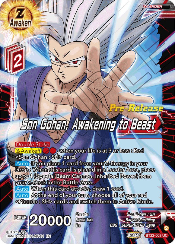 Son Gohan, el despertar de la Bestia (BT22-003) [Promociones previas al lanzamiento de Critical Blow] 