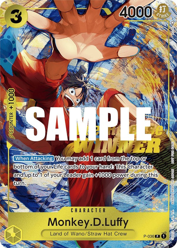 Monkey.D.Luffy (Torneo de prelanzamiento) [Ganador] [Tarjetas de promoción de One Piece] 