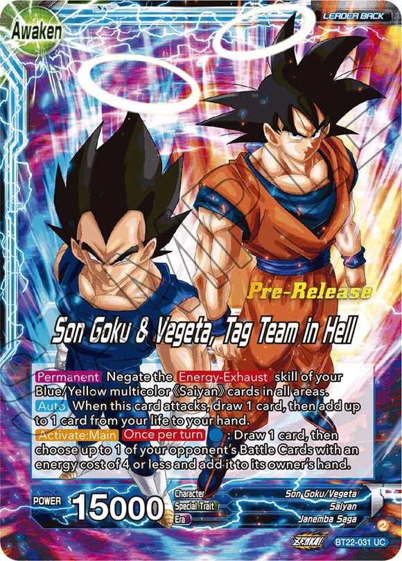 Son Goku // Son Goku y Vegeta, equipo de lucha en el infierno (BT22-031) [Promociones previas al lanzamiento de Critical Blow] 