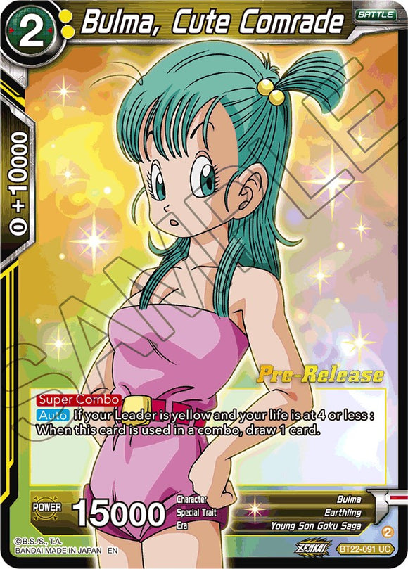 Bulma, linda camarada (BT22-091) [Promociones previas al lanzamiento de Critical Blow] 