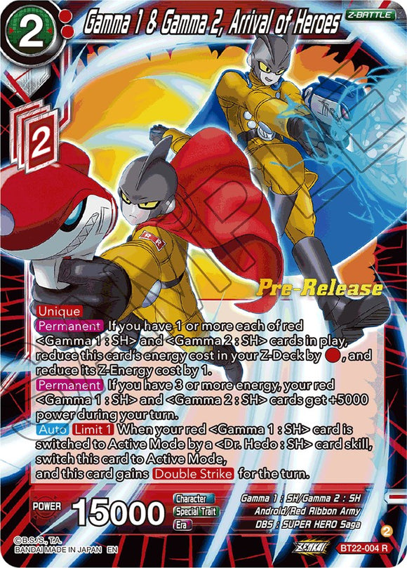 Gamma 1 y Gamma 2, la llegada de los héroes (BT22-004) [Promociones previas al lanzamiento de Critical Blow] 