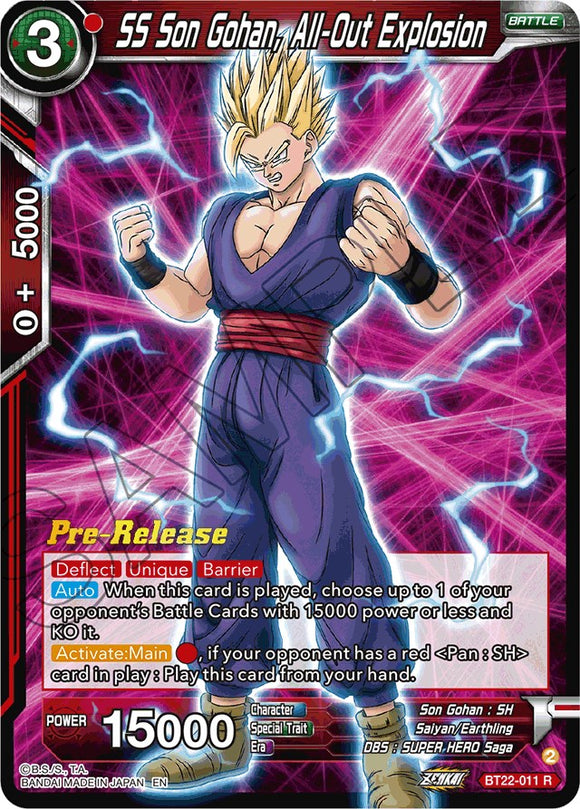 SS Son Gohan, Explosión total (BT22-011) [Promociones previas al lanzamiento de Critical Blow] 