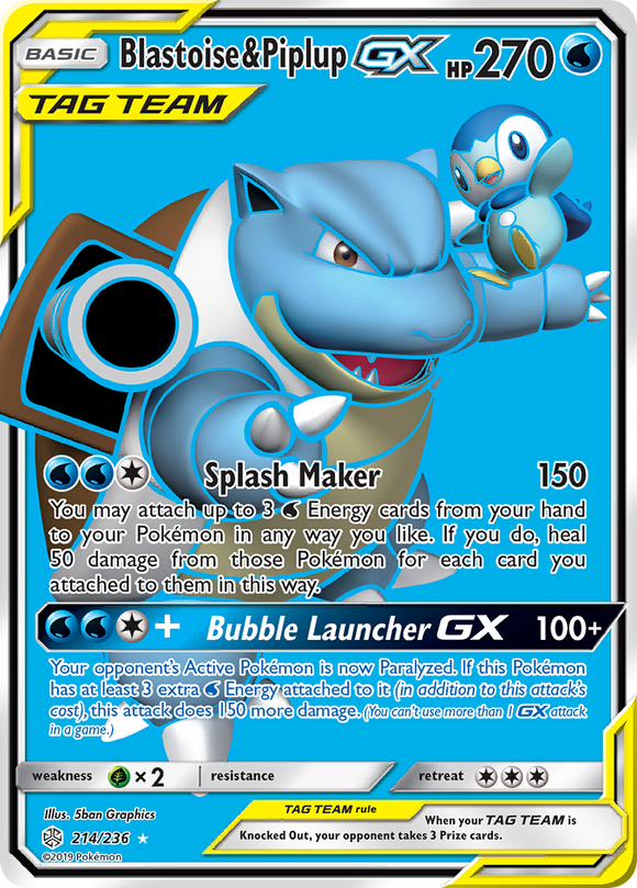 Blastoise y Piplup GX (214/236) [Sol y Luna: Eclipse Cósmico] 