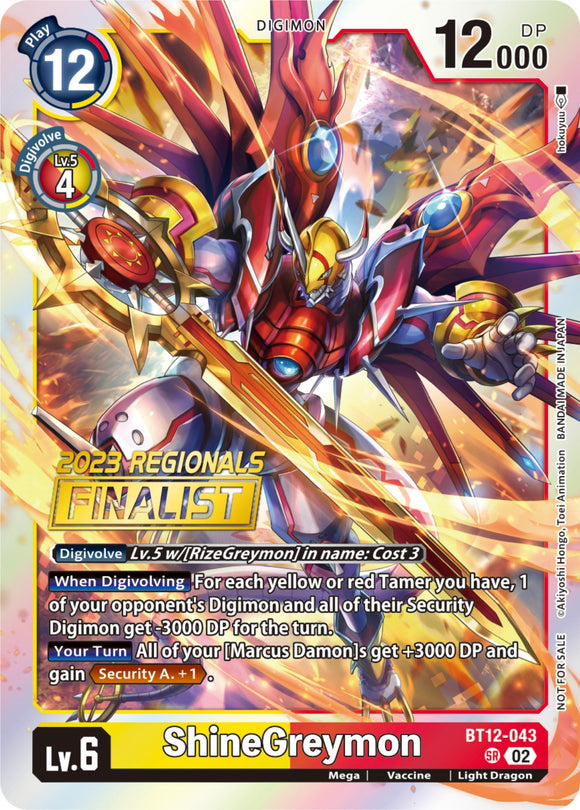 ShineGreymon [BT12-043] (finalista de las regionales de 2023) [Across Time] 