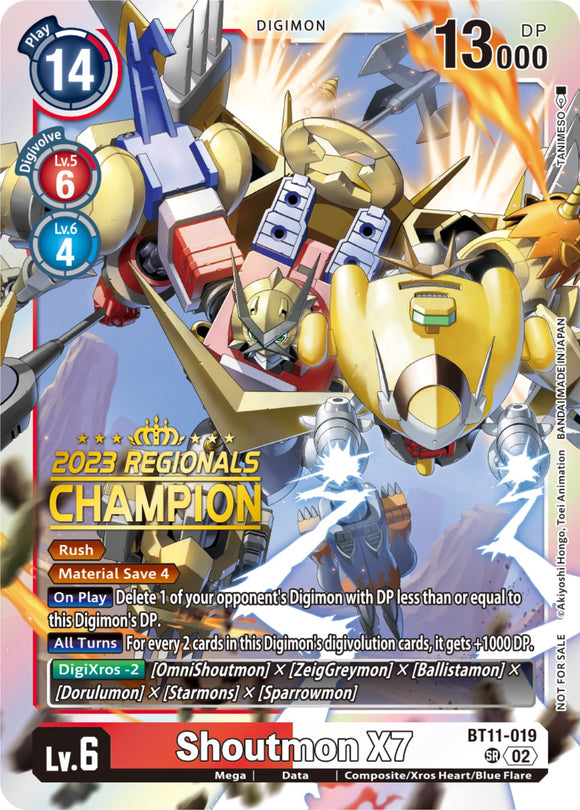 Shoutmon X7 [BT11-019] (Campeón Regional 2023) [Fase Dimensional] 