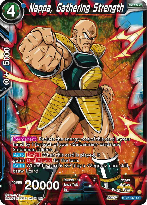 Nappa, reuniendo fuerzas (BT23-063) [Combinación perfecta] 