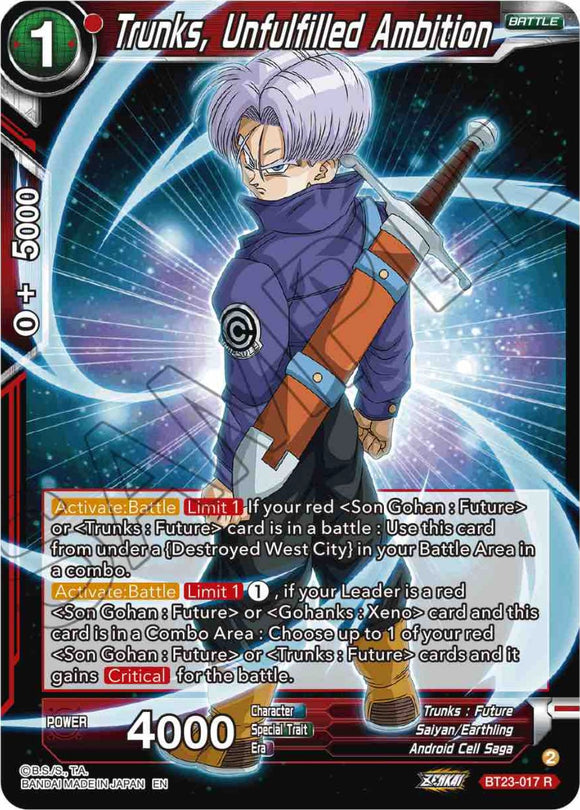Trunks, Ambición incumplida (BT23-017) [Combinación perfecta] 