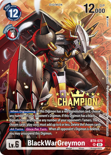 BlackWarGreymon [BT8-070] (Campeón de Digimon 3-On-3 de noviembre de 2023) [Nuevo despertar] 