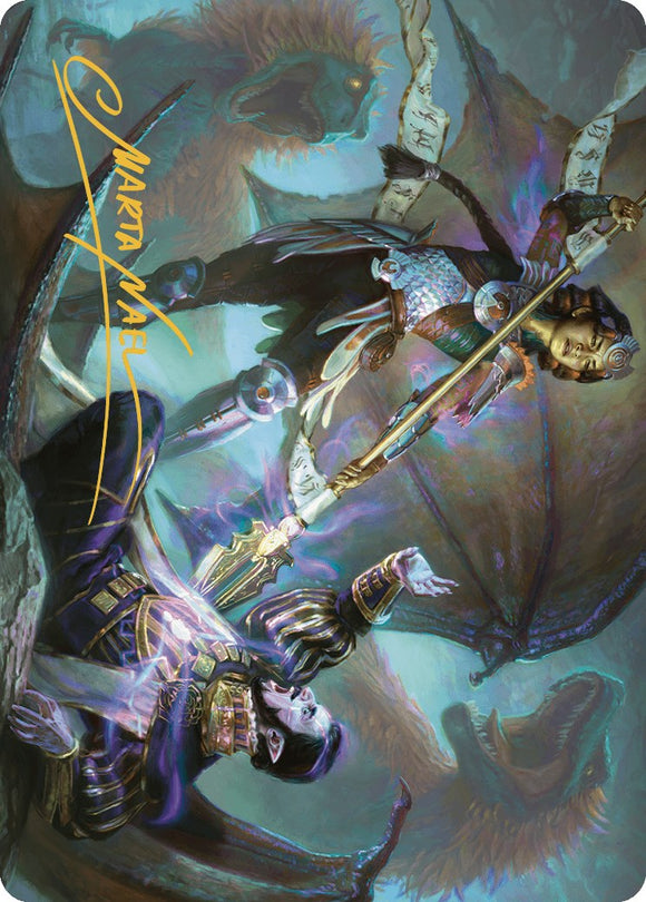 Tarjeta de arte El golpe final de Huatli (firma estampada en oro) [Serie de arte Las cavernas perdidas de Ixalan] 