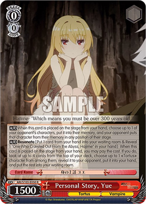 Historia personal, Yue (ARI/S103-E050 R) [Arifureta: De un lugar común a la más fuerte del mundo] 