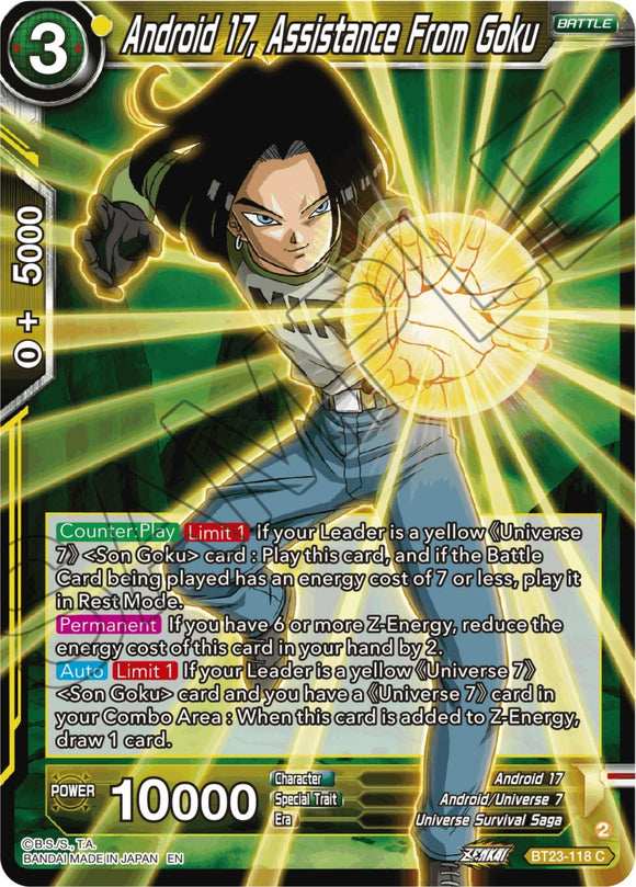 Androide 17, ayuda de Goku (BT23-118) [Combinación perfecta] 