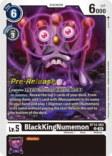 BlackKingNumemon [BT14-063] [Tarjetas de prelanzamiento de Blast Ace] 