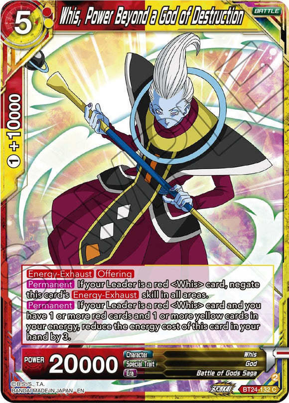 Whis, el poder que va más allá de un dios de la destrucción (BT24-132) [Beyond Generations] 