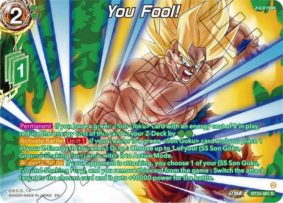 ¡Eres un tonto! (Refuerzo de coleccionista) (BT24-061) [Beyond Generations] 