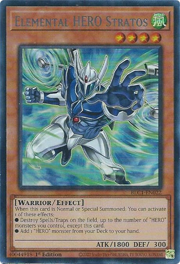 Elemental HERO Stratos (Arte alternativo) (Plata) [BLC1-EN022] Ultra raro 