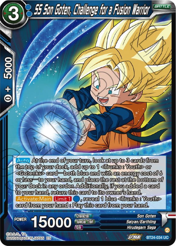SS Son Goten, desafío para un guerrero de fusión (BT24-034) [Beyond Generations] 