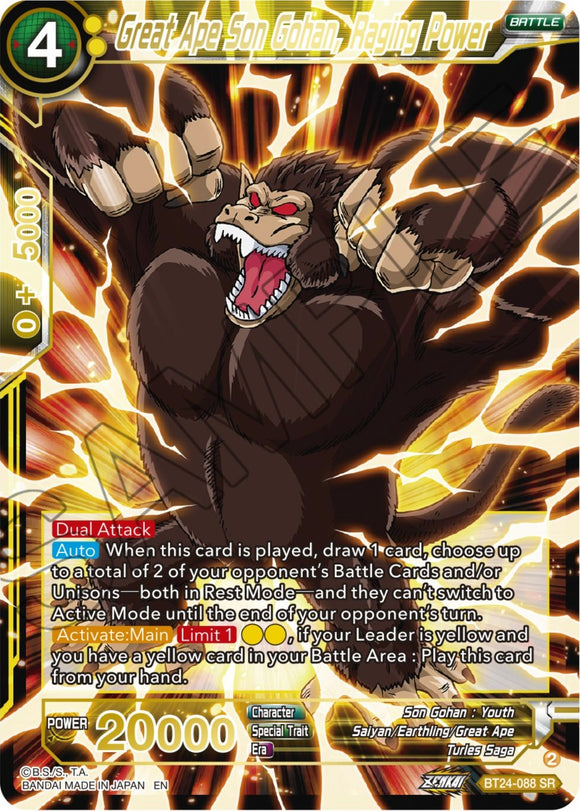 Gran simio Son Gohan, Poder furioso (BT24-088) [Beyond Generations] 