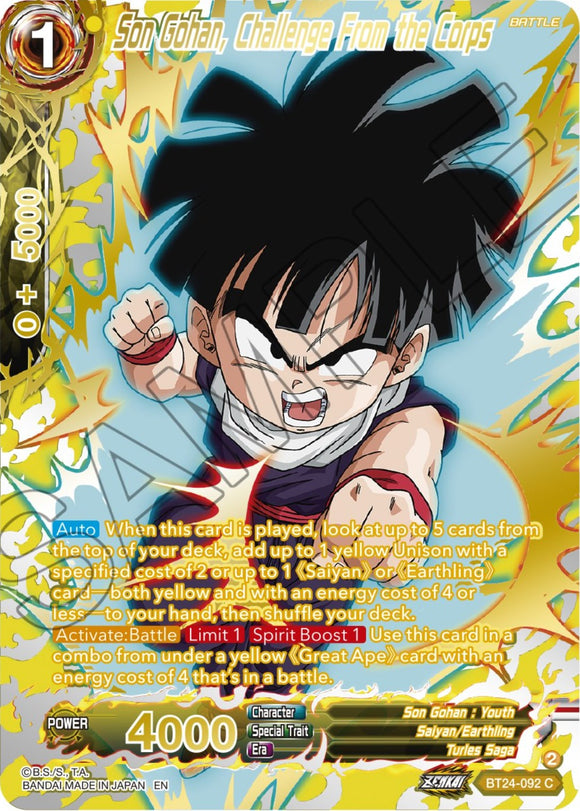 Son Gohan, desafío del Cuerpo (Refuerzo de colección) (BT24-092) [Beyond Generations] 