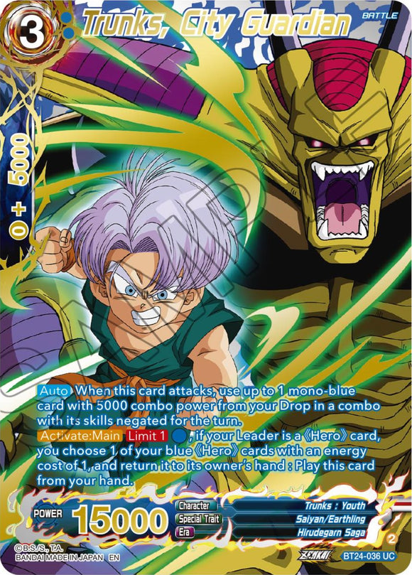 Trunks, guardián de la ciudad (reforzador de colección) (BT24-036) [Beyond Generations] 