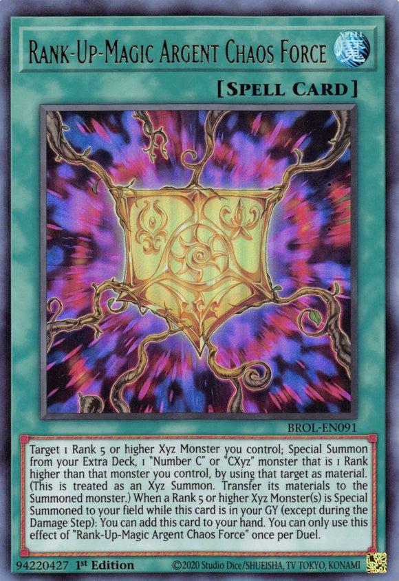 Magia de subida de rango Fuerza del caos argéntica [BROL-EN091] Ultra rara 