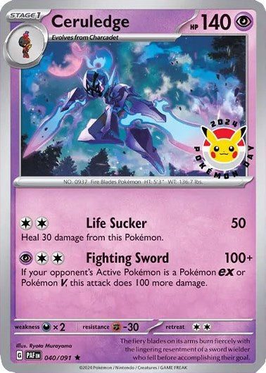 Ceruledge (040/091) (Día de Pokémon 2024) (Holograma cosmos) [Scarlet &amp; Violet: Paldean Fates] 