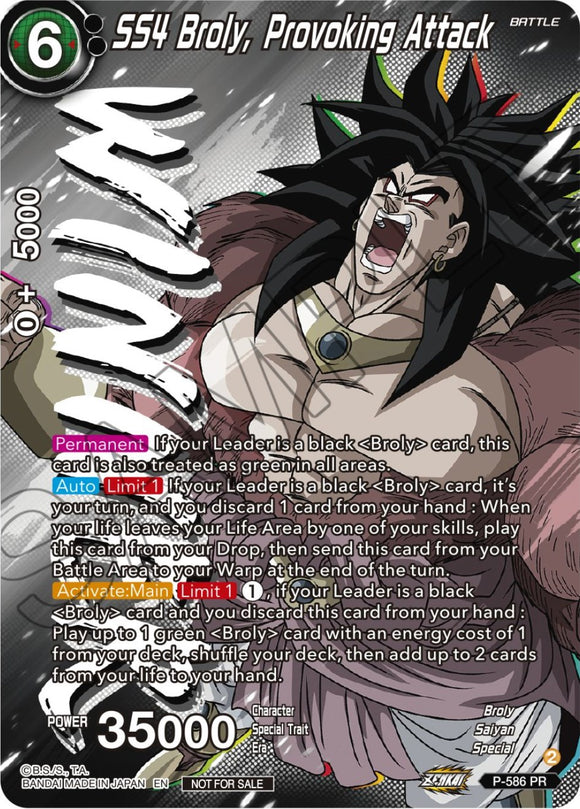 SS4 Broly, Ataque provocador (Paquete de torneo de la serie Zenkai vol. 7) (Ganador) (P-586) [Tarjetas de promoción de torneo]