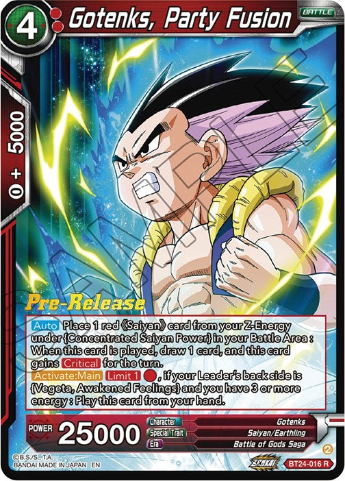 Gotenks, Party Fusion (BT24-016) [Promociones de prelanzamiento de Beyond Generations] 