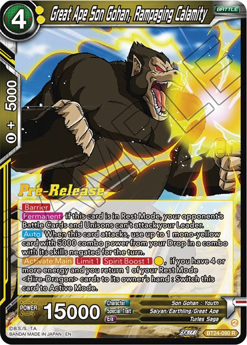 Gran simio Son Gohan, Calamidad desenfrenada (BT24-090) [Promociones de prelanzamiento de Beyond Generations] 