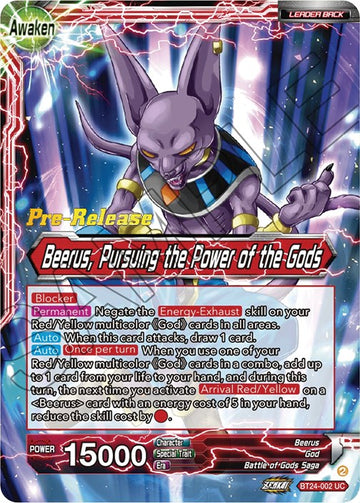 Beerus // Beerus, Pursuing the Power of the Gods (BT24-002) [Beyond Generations Prerelease Promos] - 0