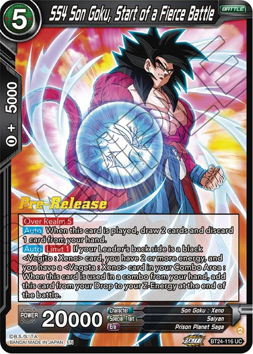 SS4 Son Goku, inicio de una feroz batalla (BT24-116) [Promociones de prelanzamiento de Beyond Generations]