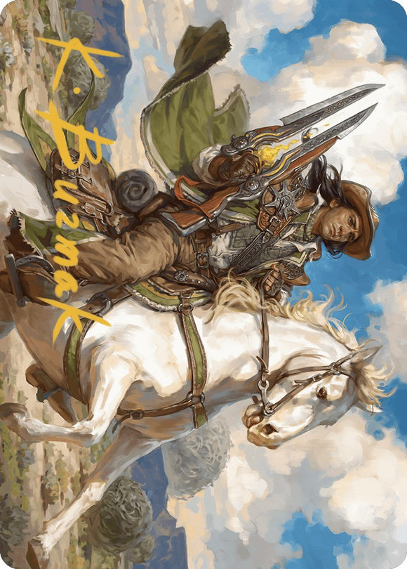 Tarjeta de arte de Wylie Duke, héroe de Atiin (firma estampada en dorado) [Serie de arte Outlaws of Thunder Junction] 