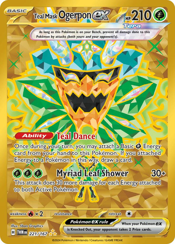 Máscara verde azulada Ogerpon ex (221/167) [Scarlet &amp; Violet: Twilight Masquerade] 