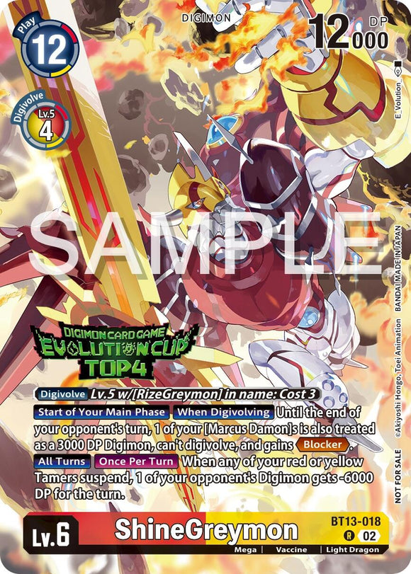 ShineGreymon [BT13-018] (Top 4 de la Evolution Cup 2024) [Promociones de refuerzo contra Royal Knights] 