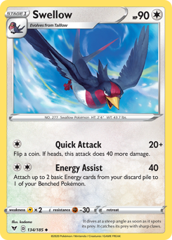 Swellow (134/185) [Espada y escudo: voltaje vívido] 