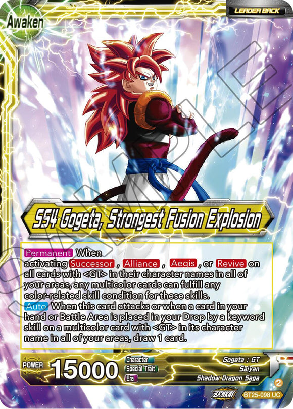 SS4 Son Goku y SS4 Vegeta // SS4 Gogeta, Explosión de fusión más fuerte (BT25-098 UC) [Leyenda de las Dragon Balls] 