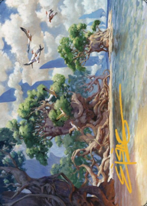 Tarjeta de arte de la costa de Yavimaya (firma estampada en oro) [Serie de arte unida de Dominaria] 