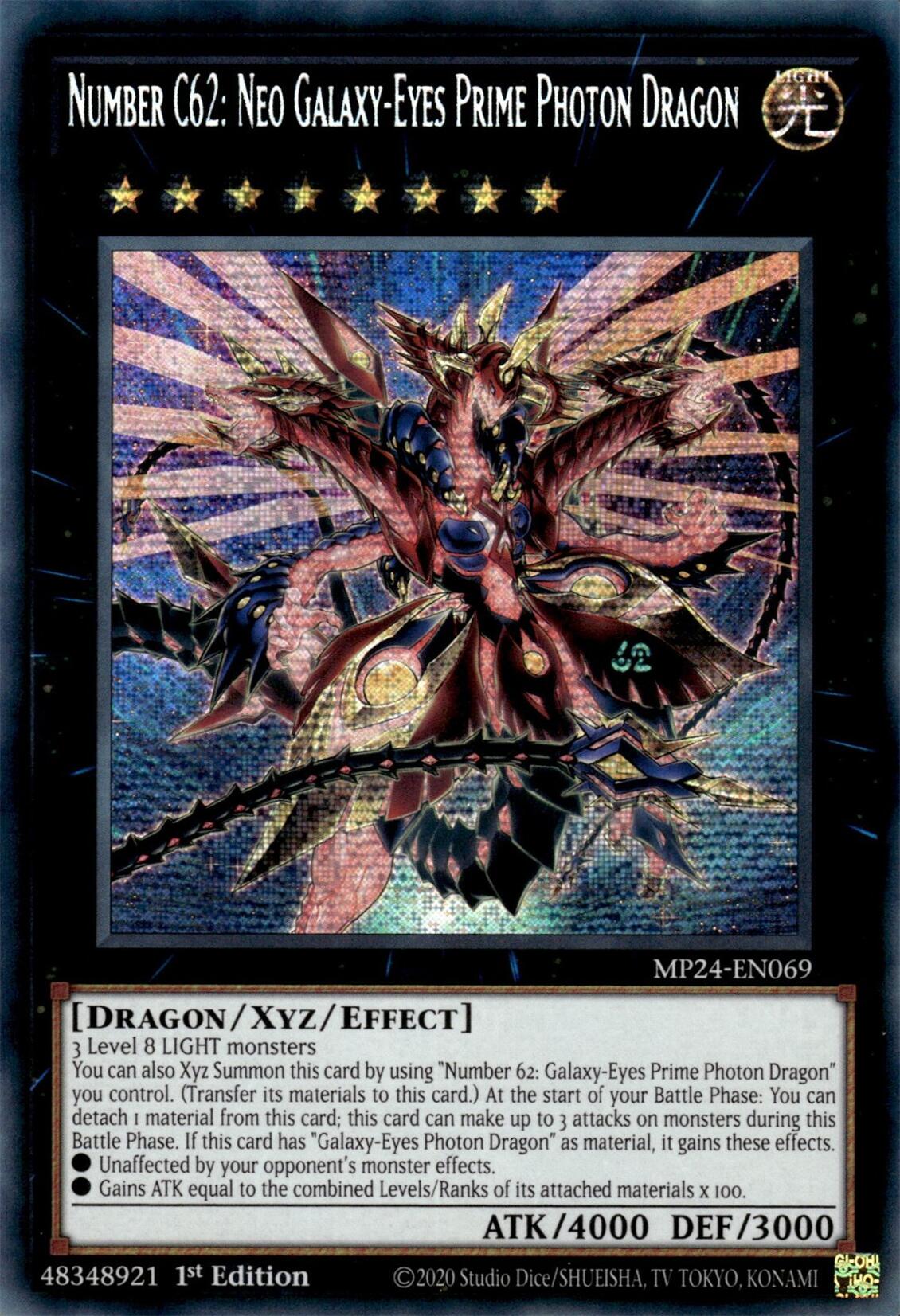 all galaxy eyes xyz monsters YuGiOh Trading Card Game 25th Anniversary Tin: Dueling Mirrors Prismatic Secret Rare Number C62: Neo Galaxy-Eyes Prime Photon Dragon MP24-EN069
